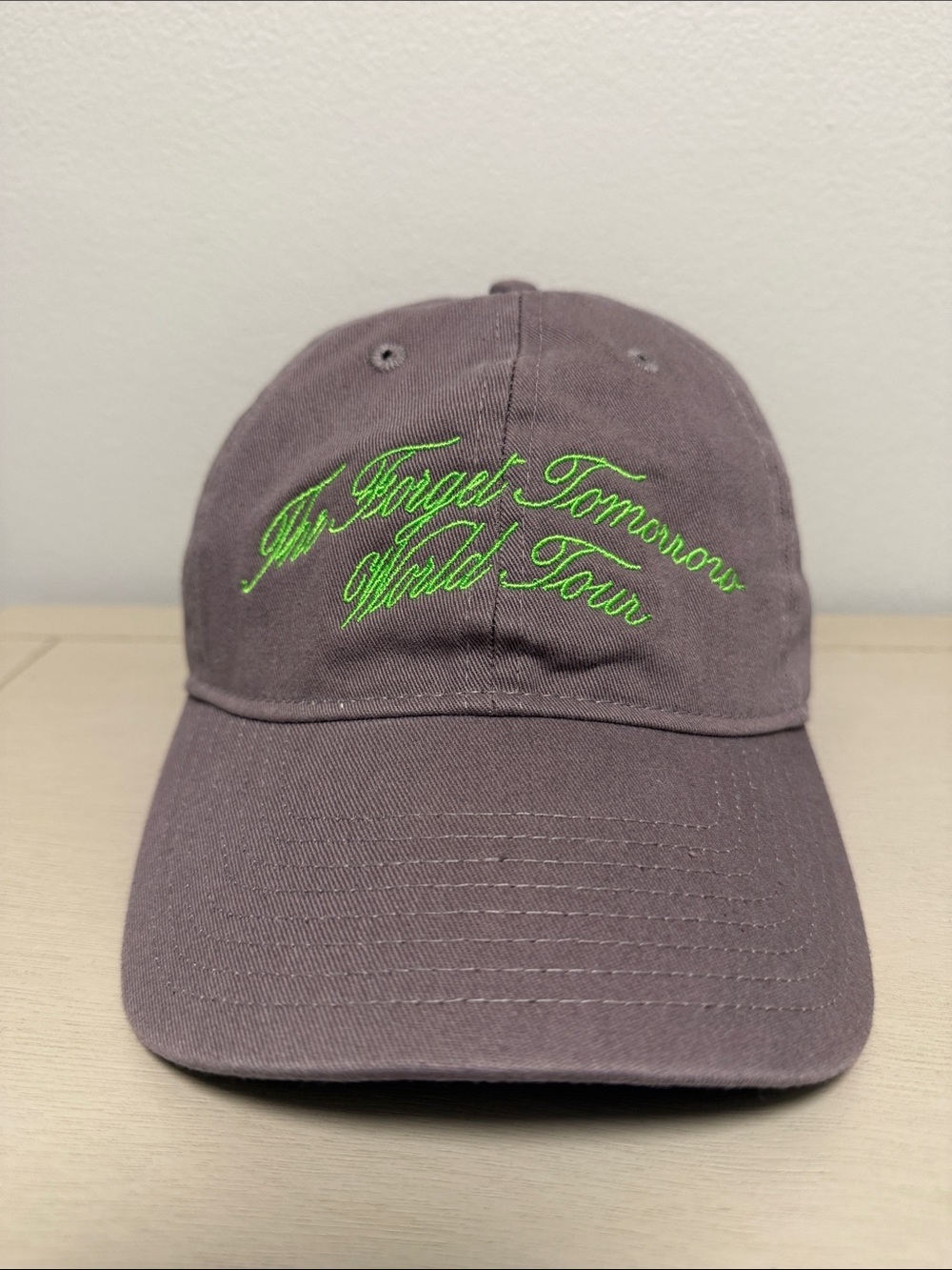 Justin Timberlake The Forget Tomorrow World Tour Hat Gray Green Embroidered Cap